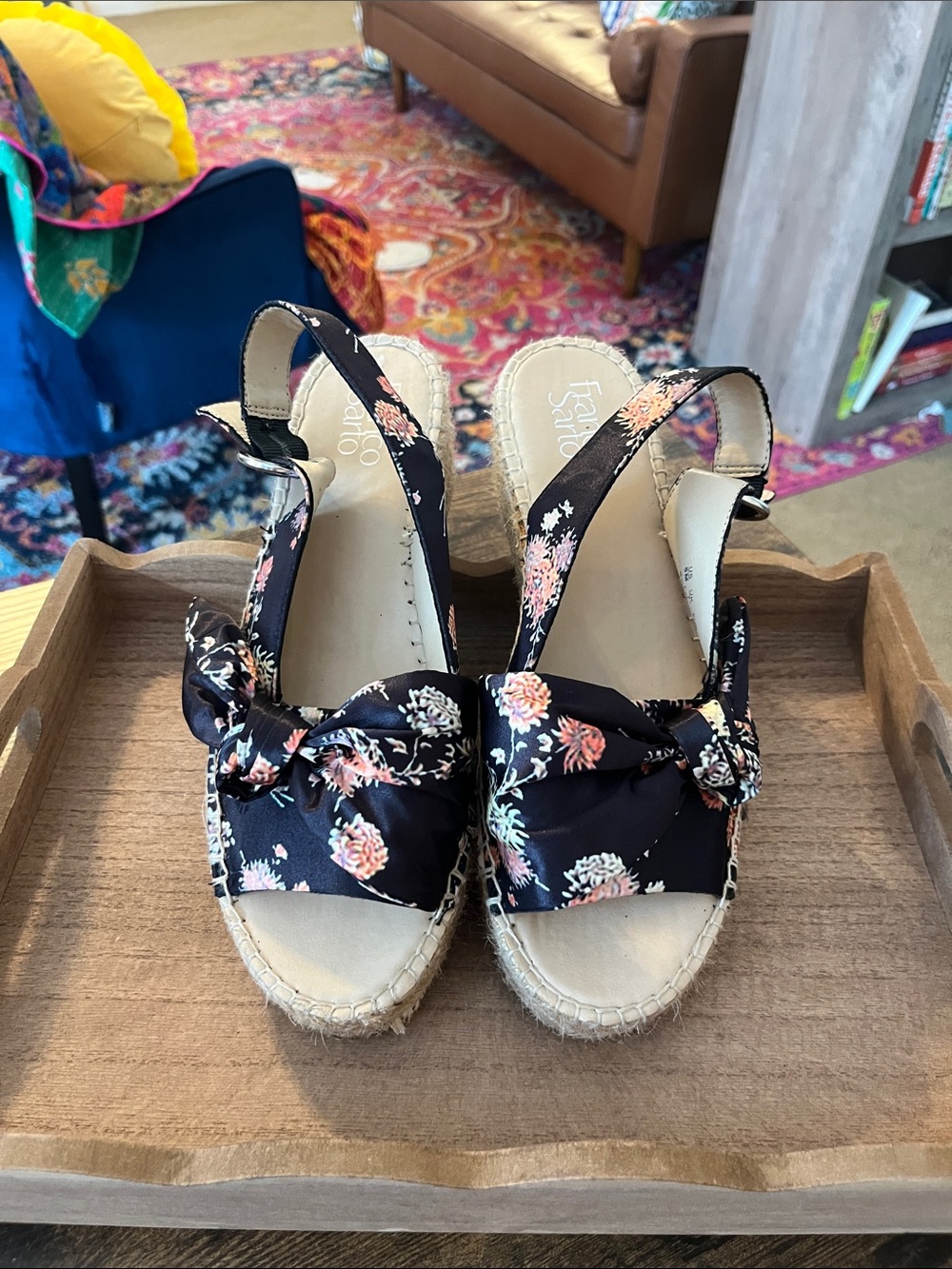 Franco Sarto Pixie Floral Espadrille Wedge Sandals